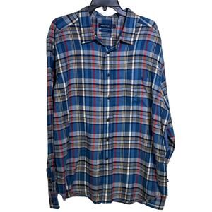 Nautica Men's Classic-Fit Plaid Button-Down Shirt blue 2XL $80